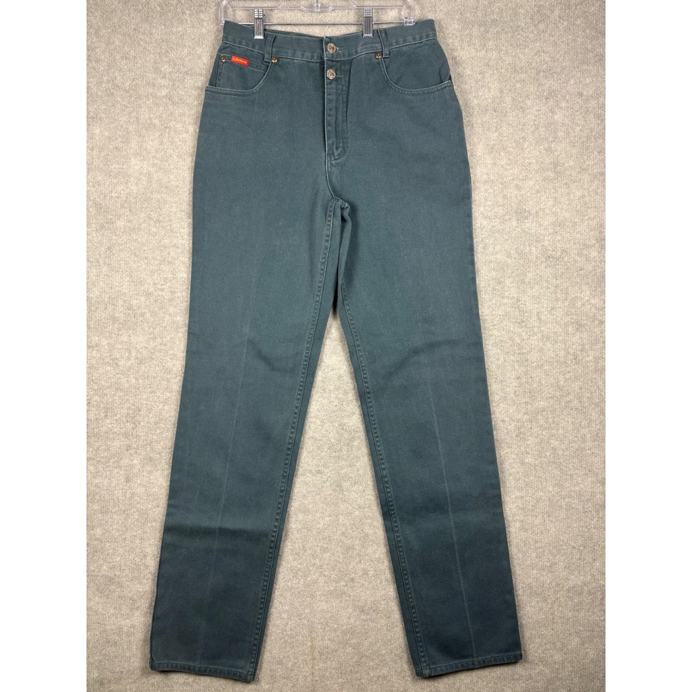 VTG Lawman Western High‎ Waisted Straight Leg Jeans Side Button 29 Green